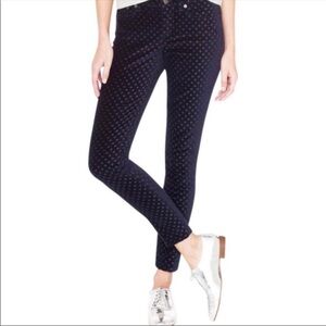 J. Crew Toothpick Swiss Dot Velvet Navy Jeans 
Size 24
